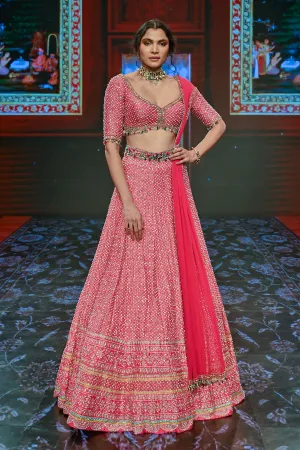 Fuschia Folk Printed Lehenga Set