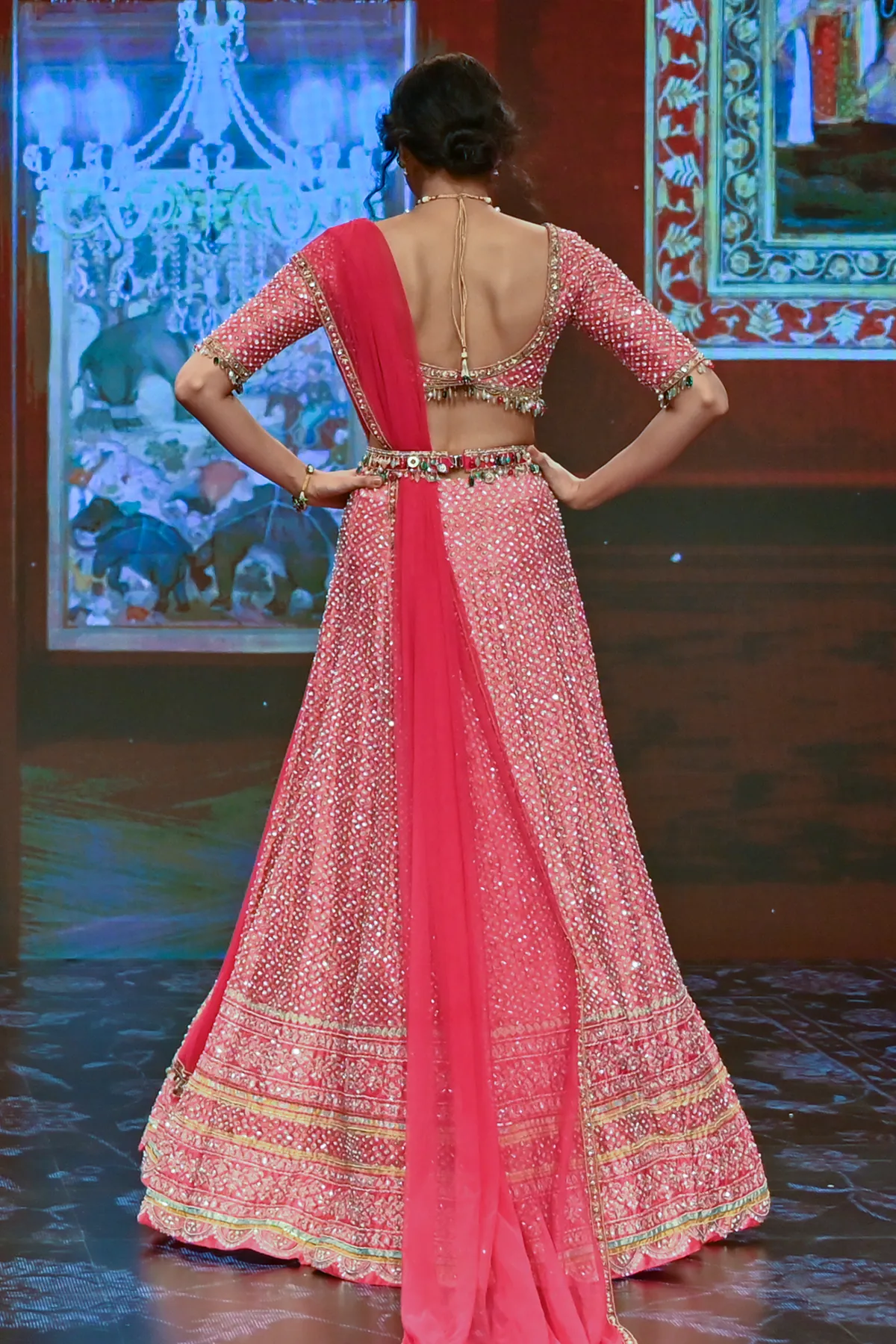 Fuschia Folk Printed Lehenga Set