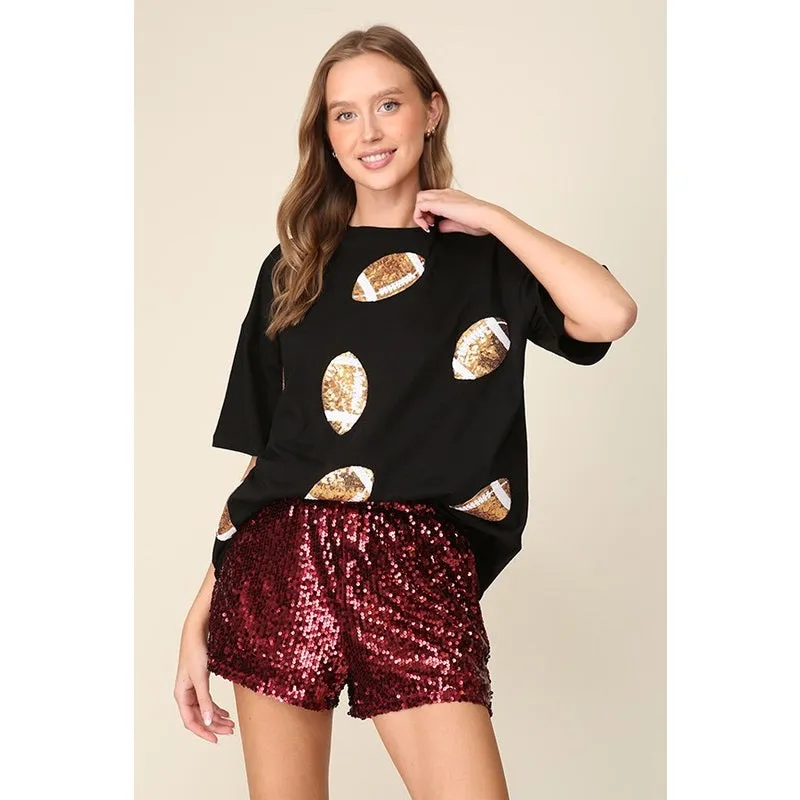 Game Day Dazzling Football T-Shirt - Black
