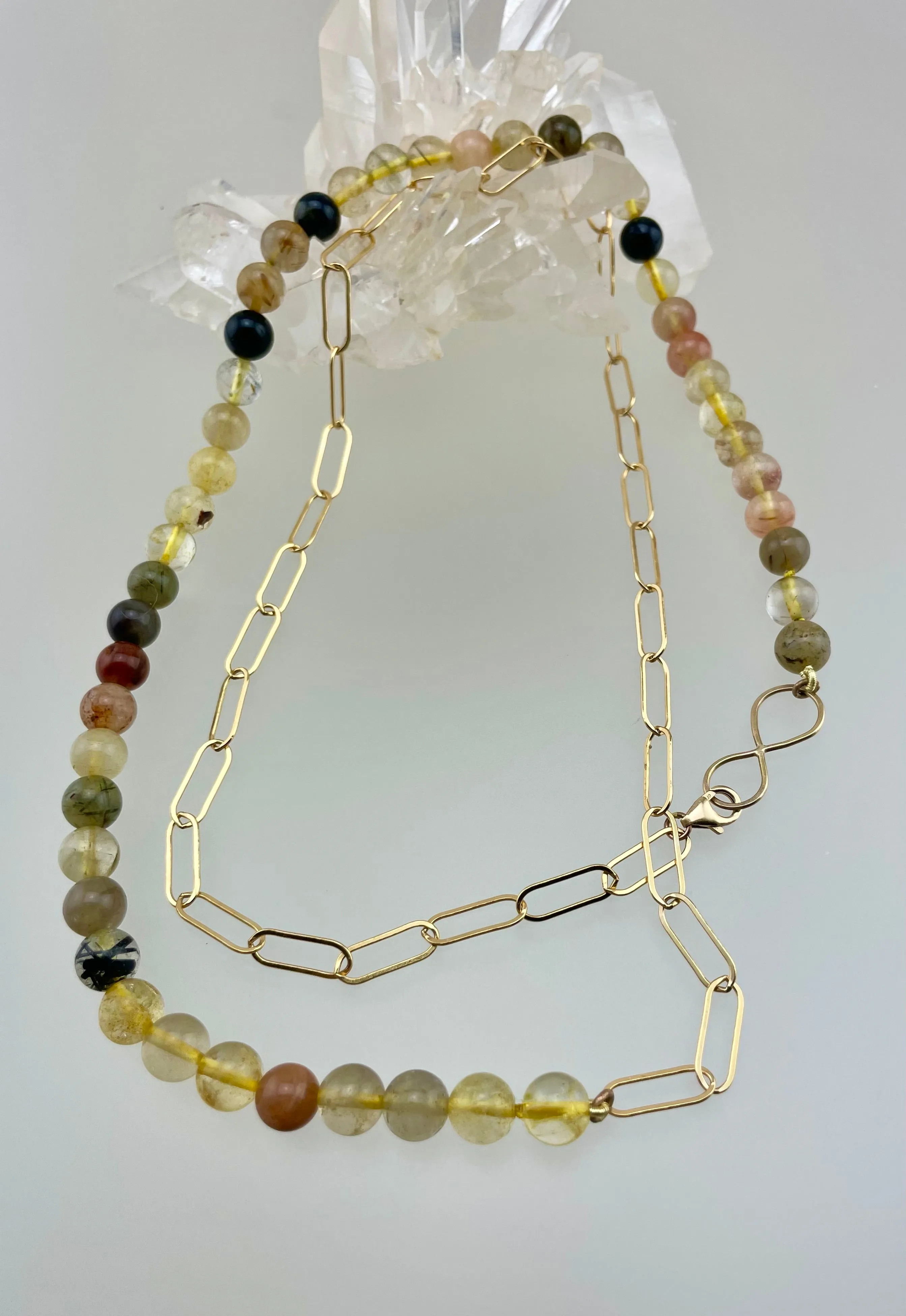 Gem Strand Wrap Necklace Rutile Quartz