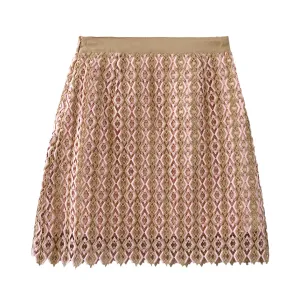 Geometric Embroidered Mini Skirt