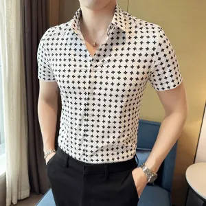 Geometric Pattern Slim Fit Casual Shirt