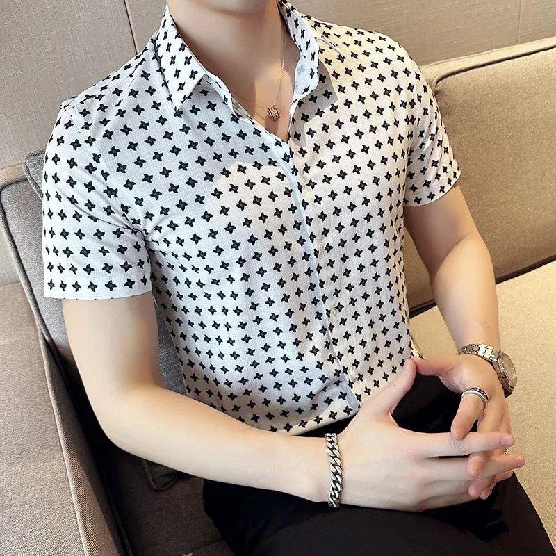 Geometric Pattern Slim Fit Casual Shirt
