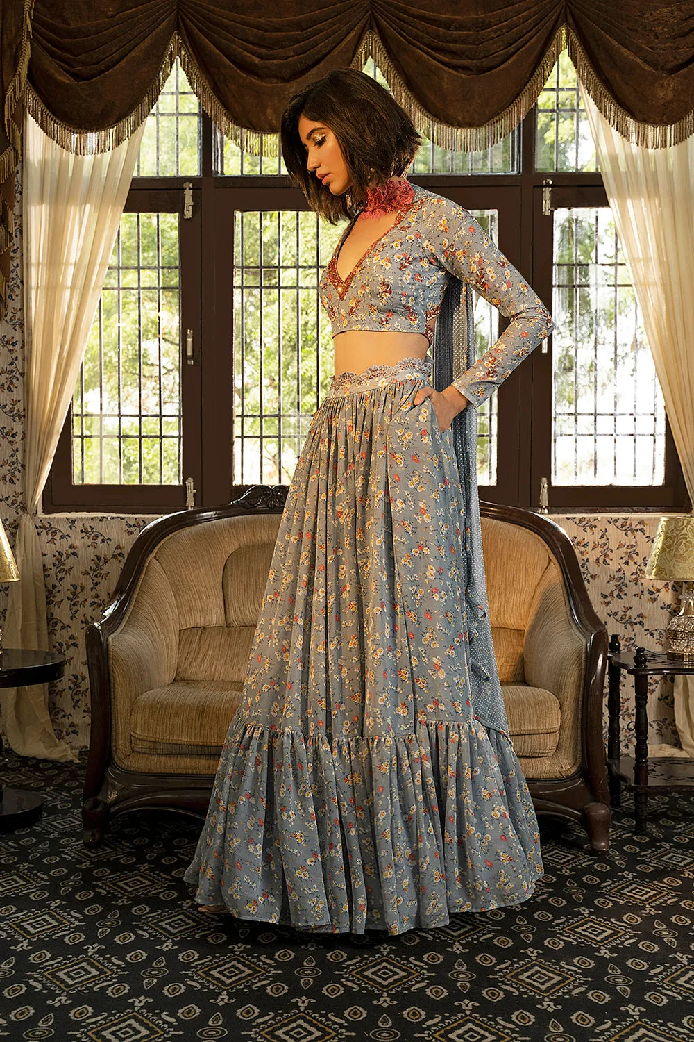 Georgette printed Lehenga