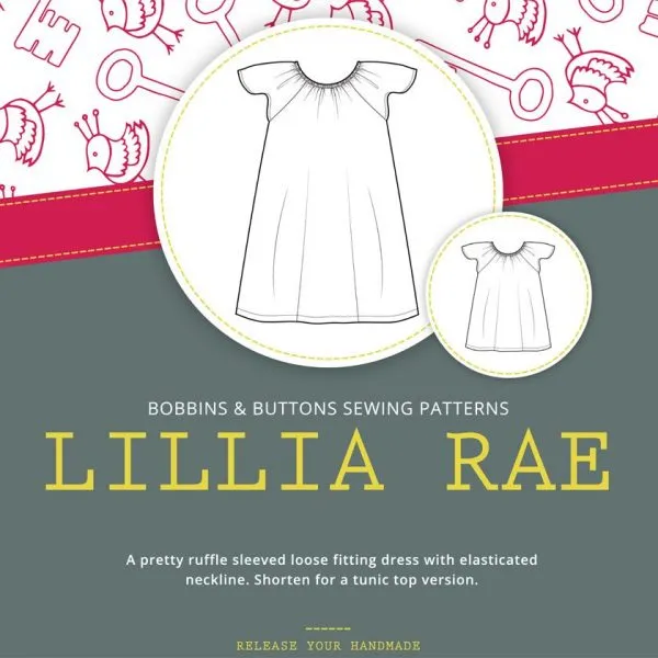 Girls Flutter Sleeve Tunic and Dress  Pattern - Lillia Rae From Bobbins and Buttons