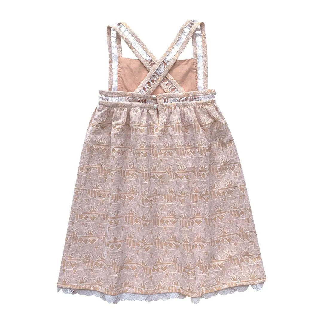 Girls Lotus Smock Dress - Blush