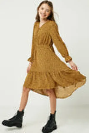 Girls Printed Button Down Maxi Dress