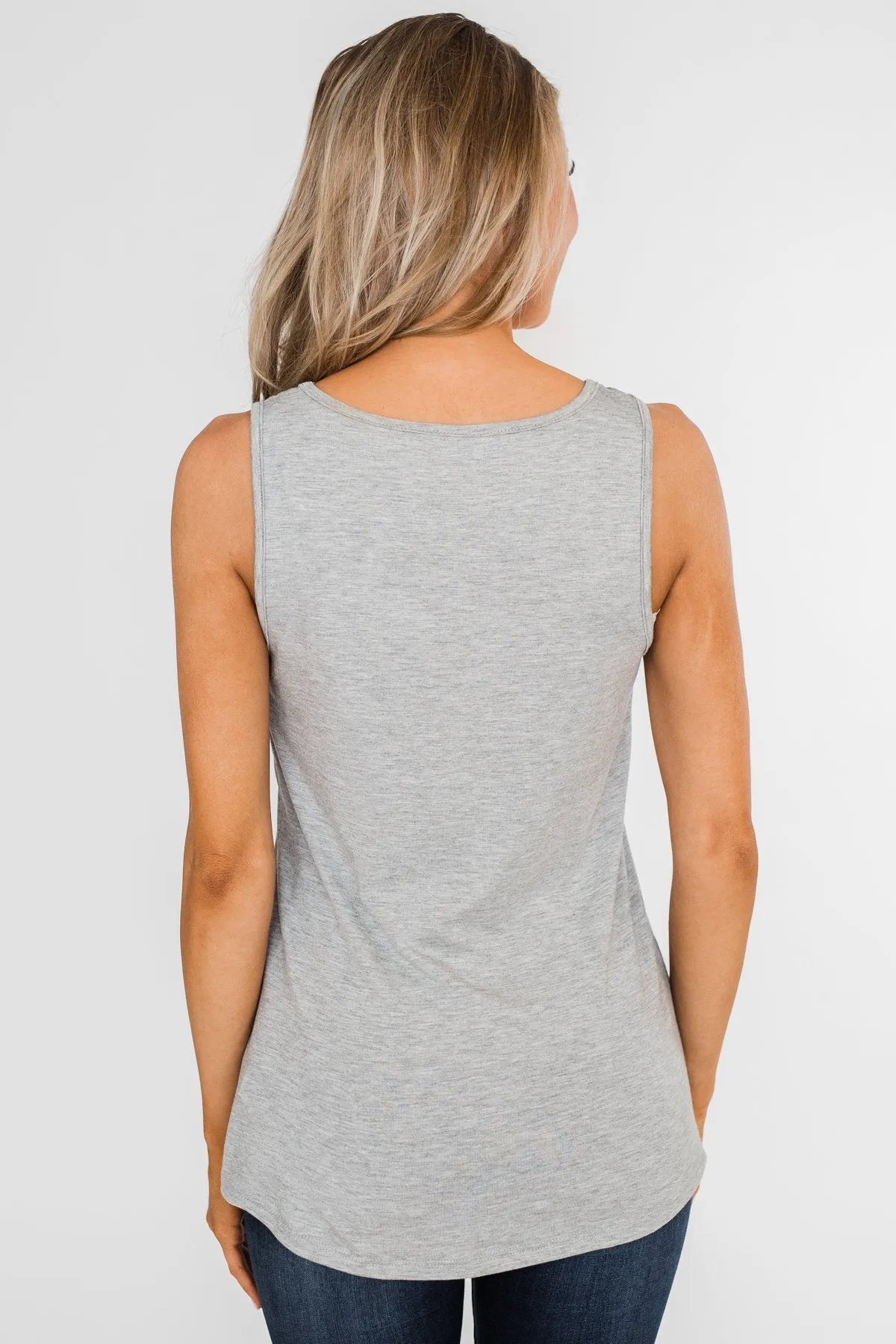 Give it More Glam Pocket Tank- Heather Grey