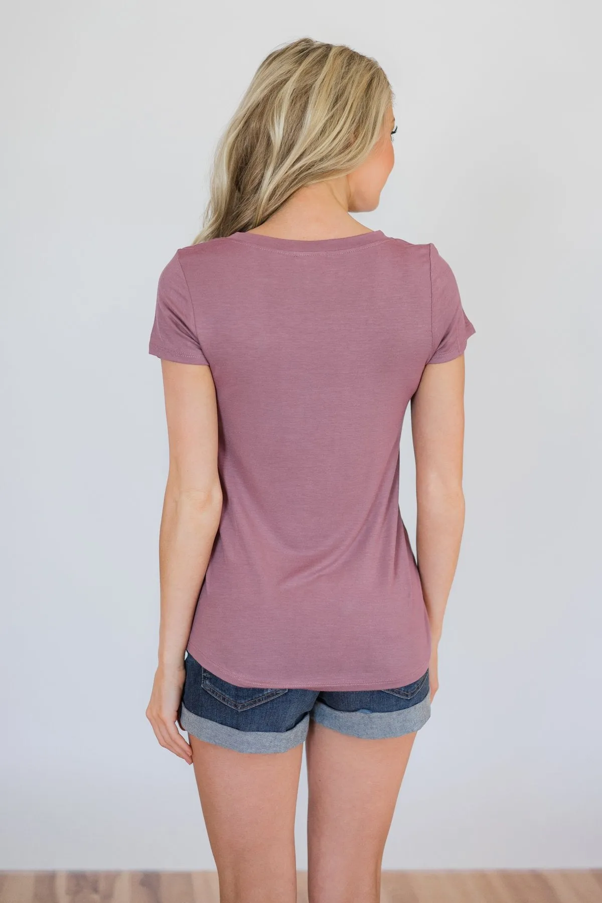 Glam Pocket Short Sleeve Top- Dusty Purple