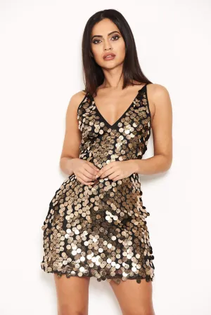 Gold Sequin Swing Dress