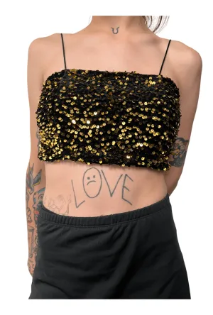 Gold Sequin Tube Crop
