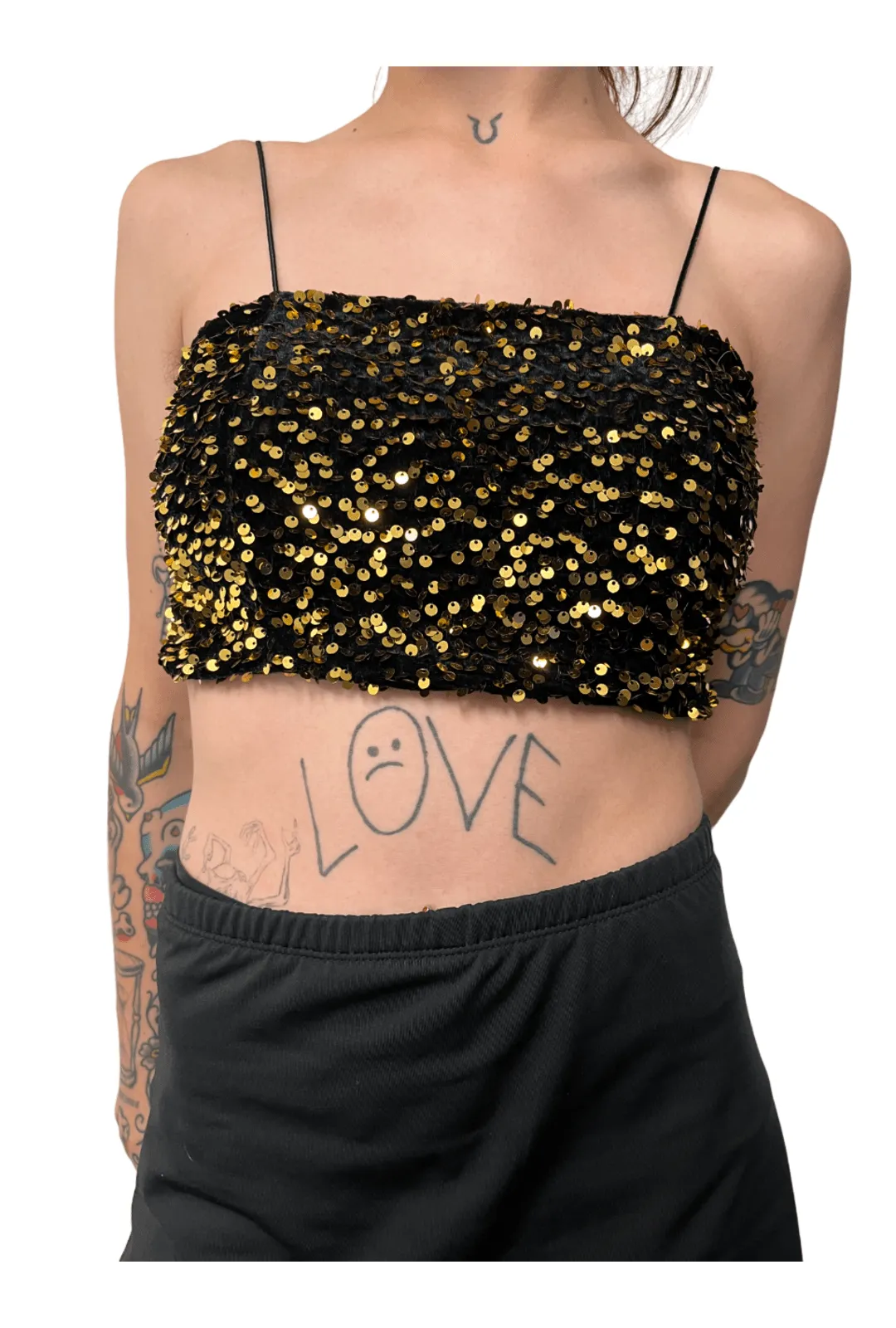 Gold Sequin Tube Crop