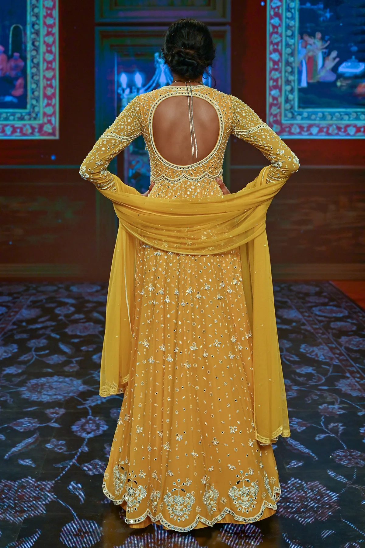 Golden Yellow Embroidered Anarkali And Dupatta