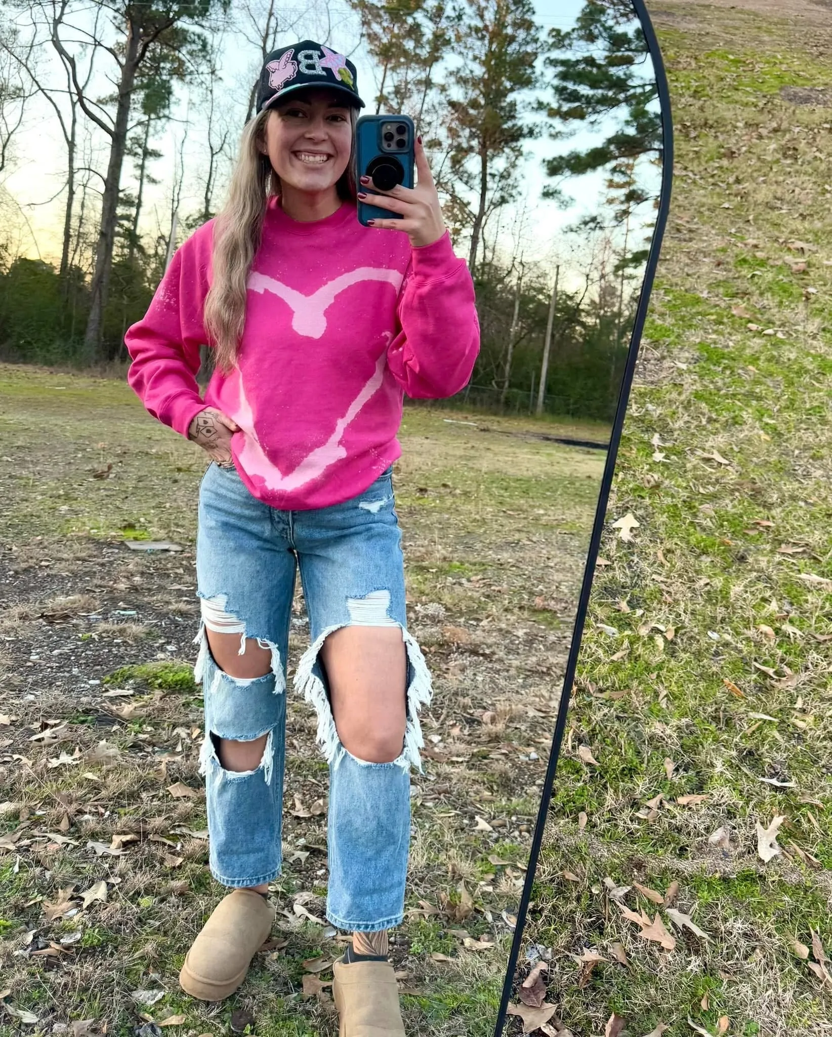 Graffiti Heart Bleached Pink Sweatshirt