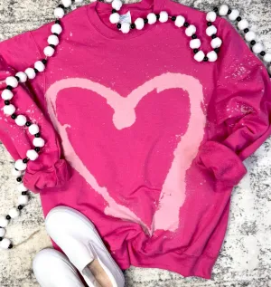 Graffiti Heart Bleached Pink Sweatshirt