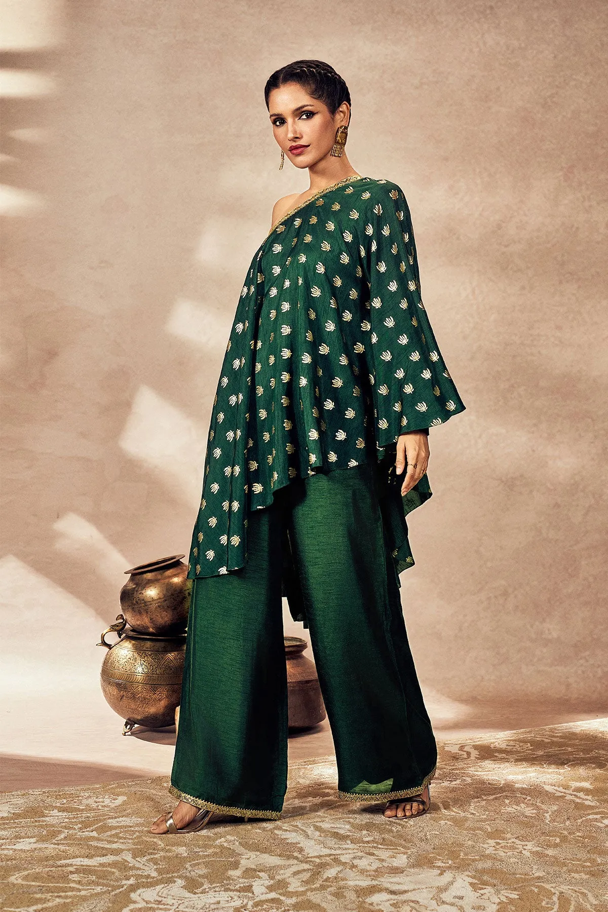 Green palmscape tunic and pants