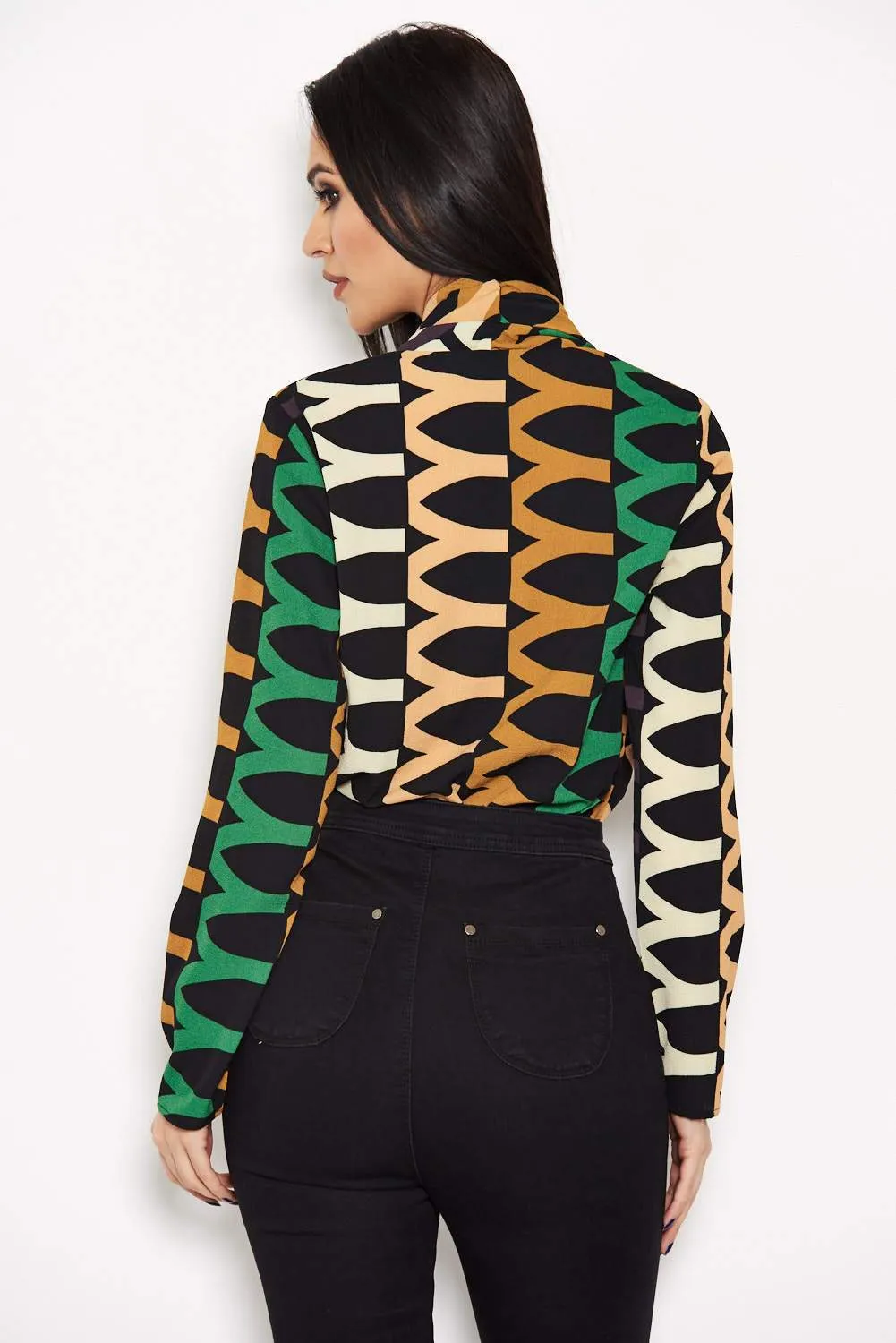 Green Printed Wrap Bodysuit