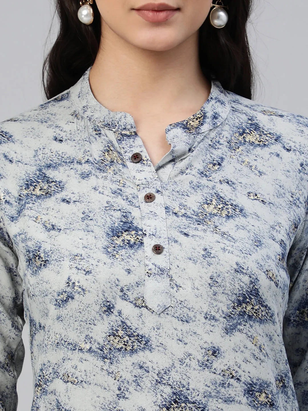 Grey Printed Woven Rayon Tunic #431