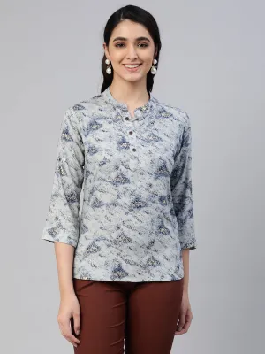 Grey Printed Woven Rayon Tunic #431