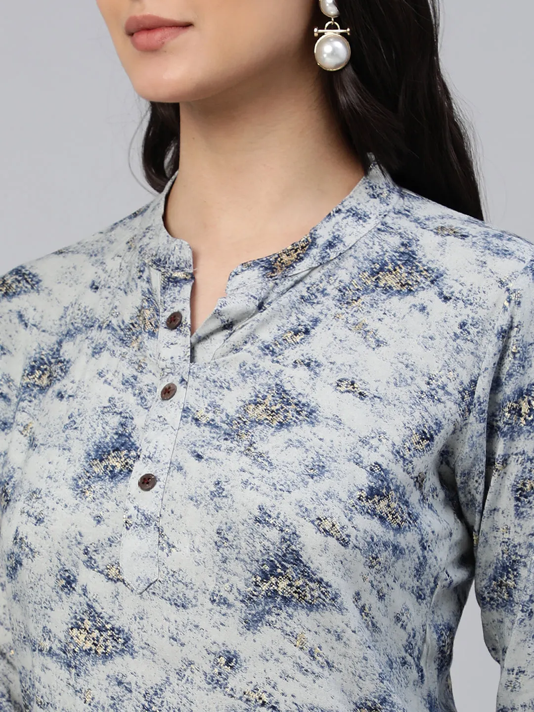 Grey Printed Woven Rayon Tunic #431