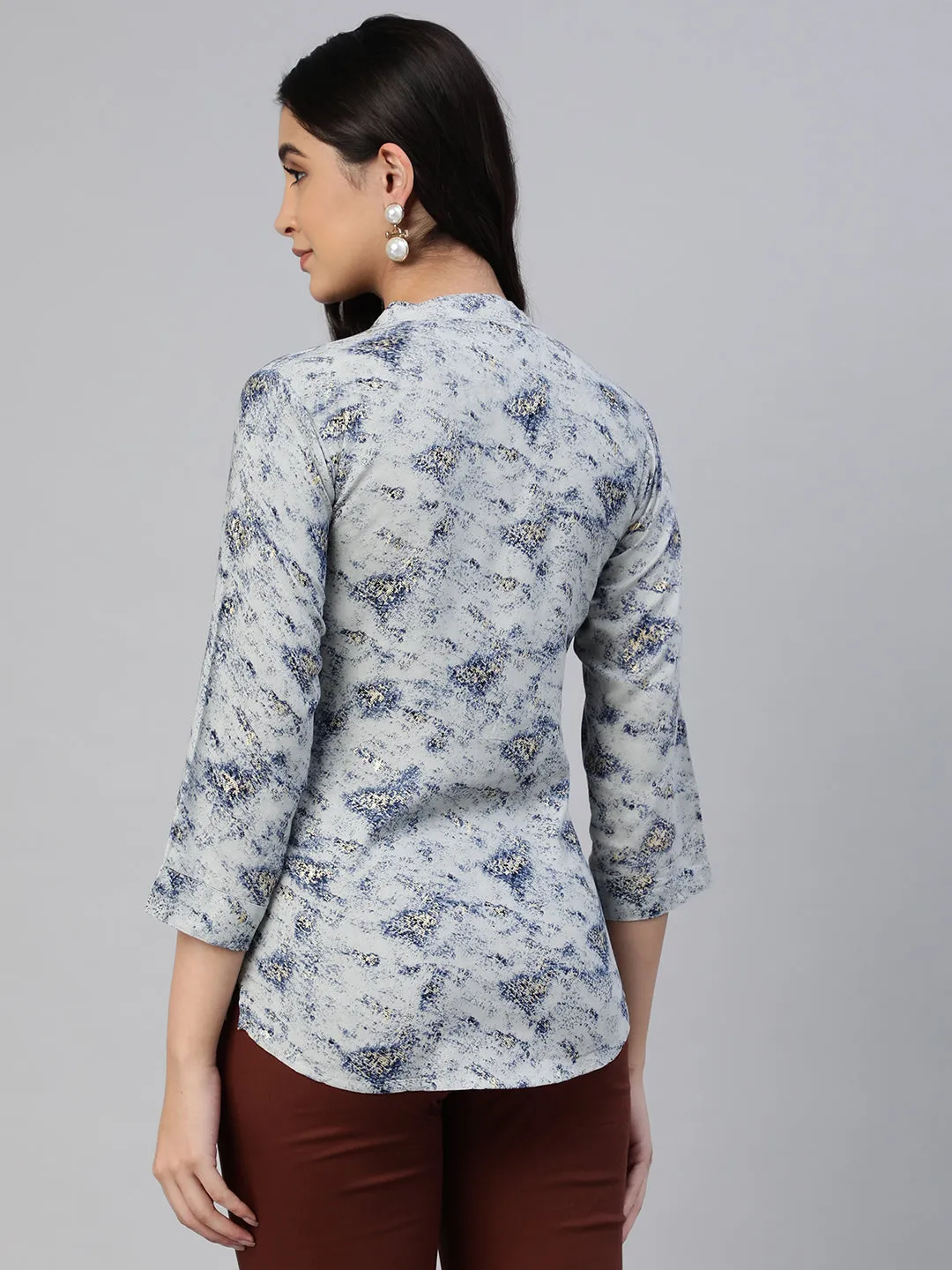 Grey Printed Woven Rayon Tunic #431