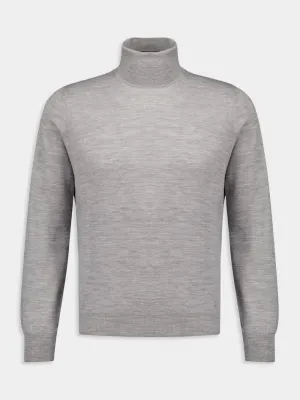 Grey Roll-Neck Wool Jumper