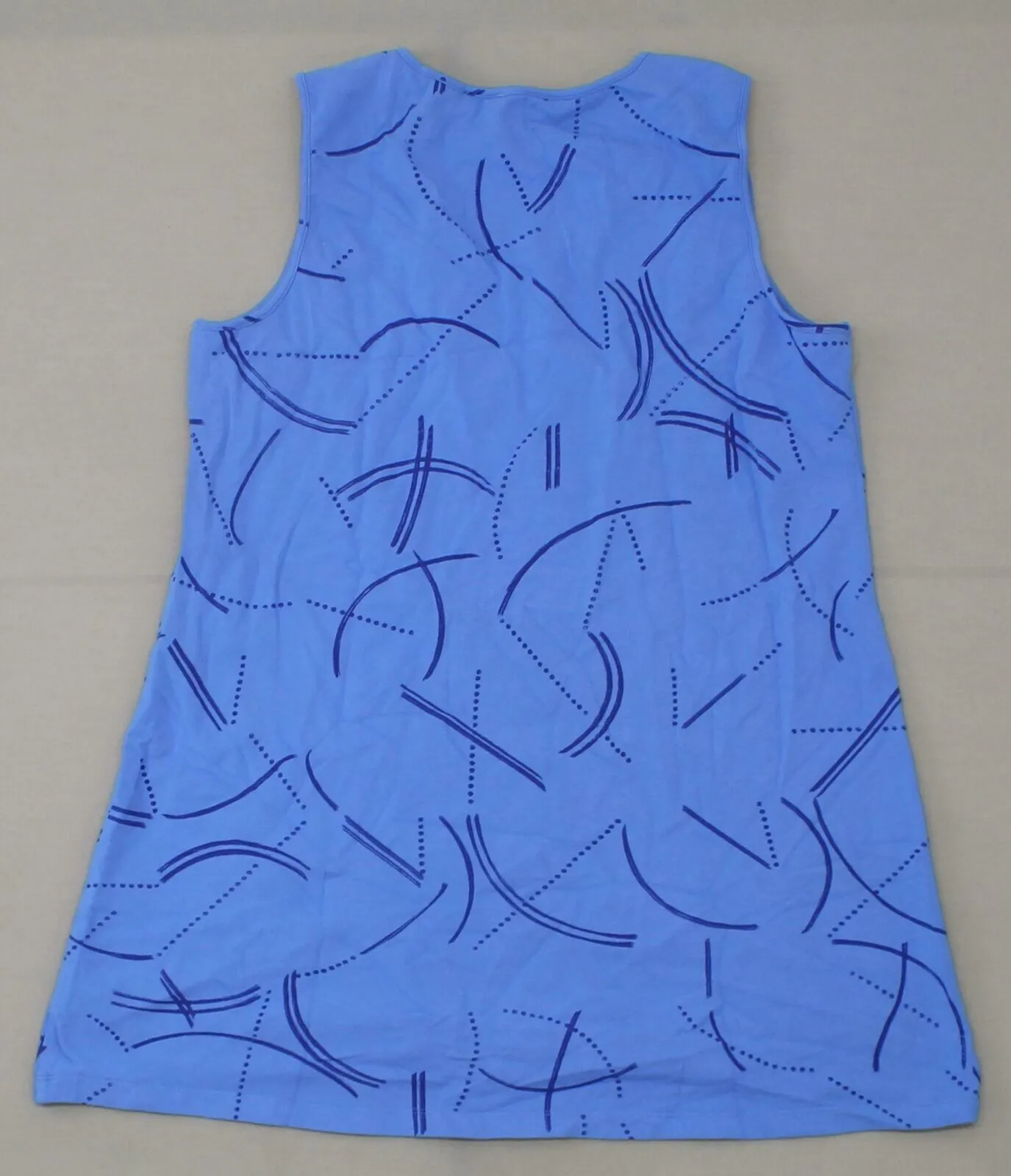 H by Halston Women's Sleeveless Printed Hi-Low Tunic Top Rain Blue Medium