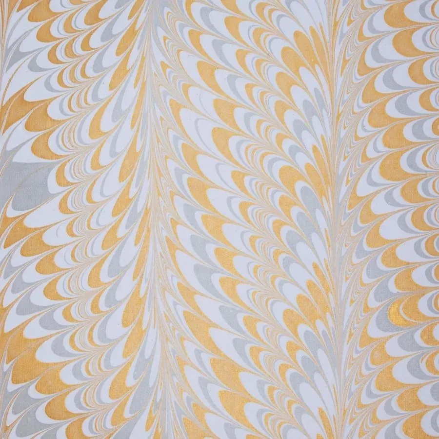 Hand Marbled Gift Wrap Sheet - White Peacock