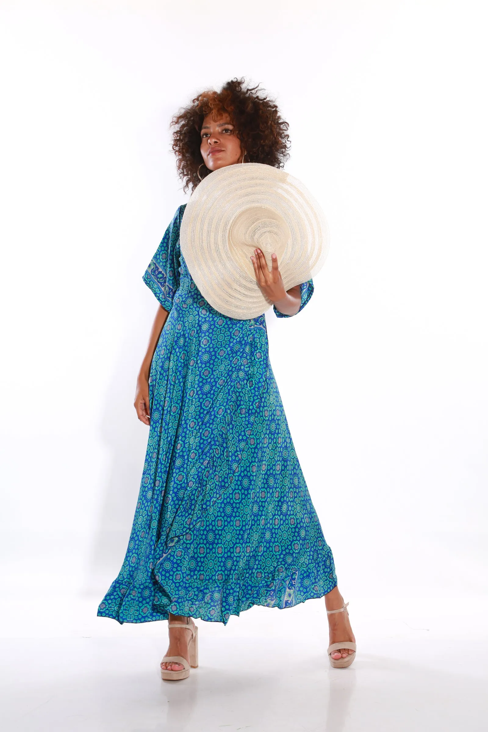 Happy maxi wrap dress- azure