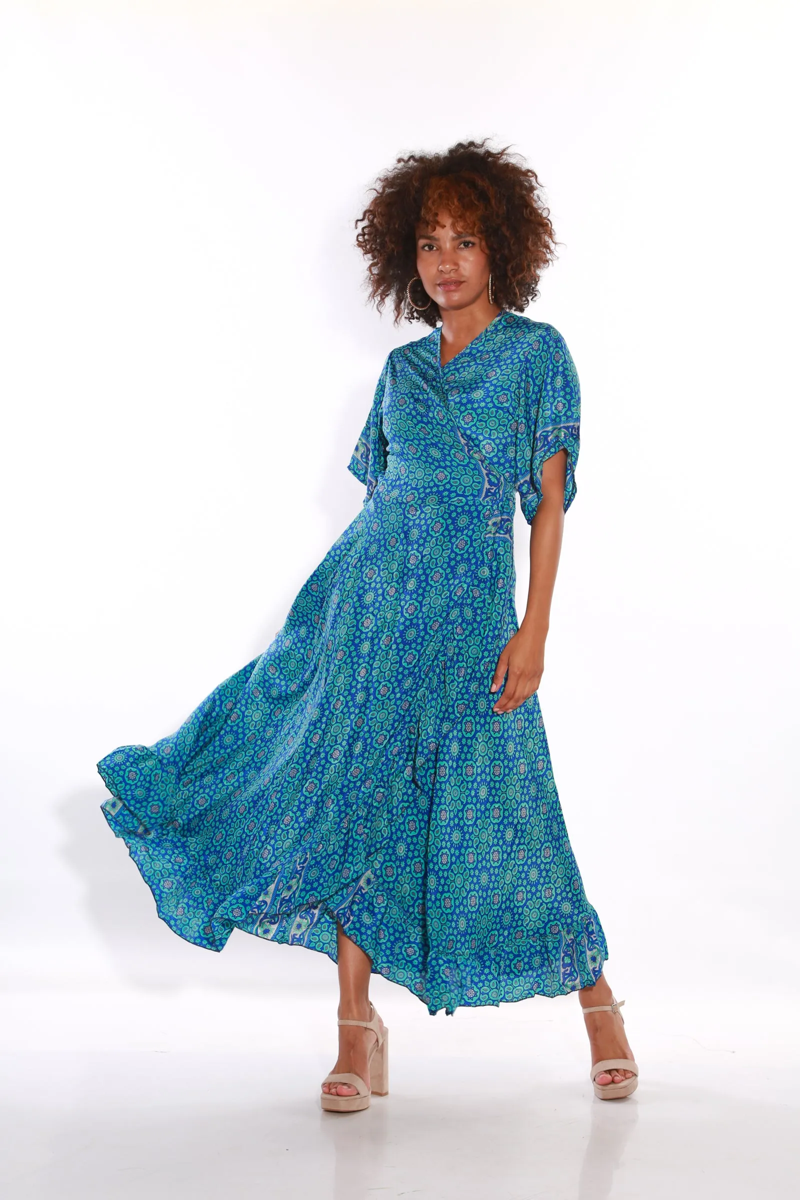 Happy maxi wrap dress- azure