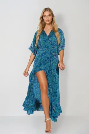 Happy maxi wrap dress- azure