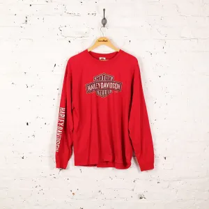 Harley Davidson Beaumont Texas Long Sleeve Dealership T Shirt - Red - L