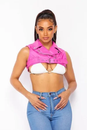 Heart Cropped Moto Vest