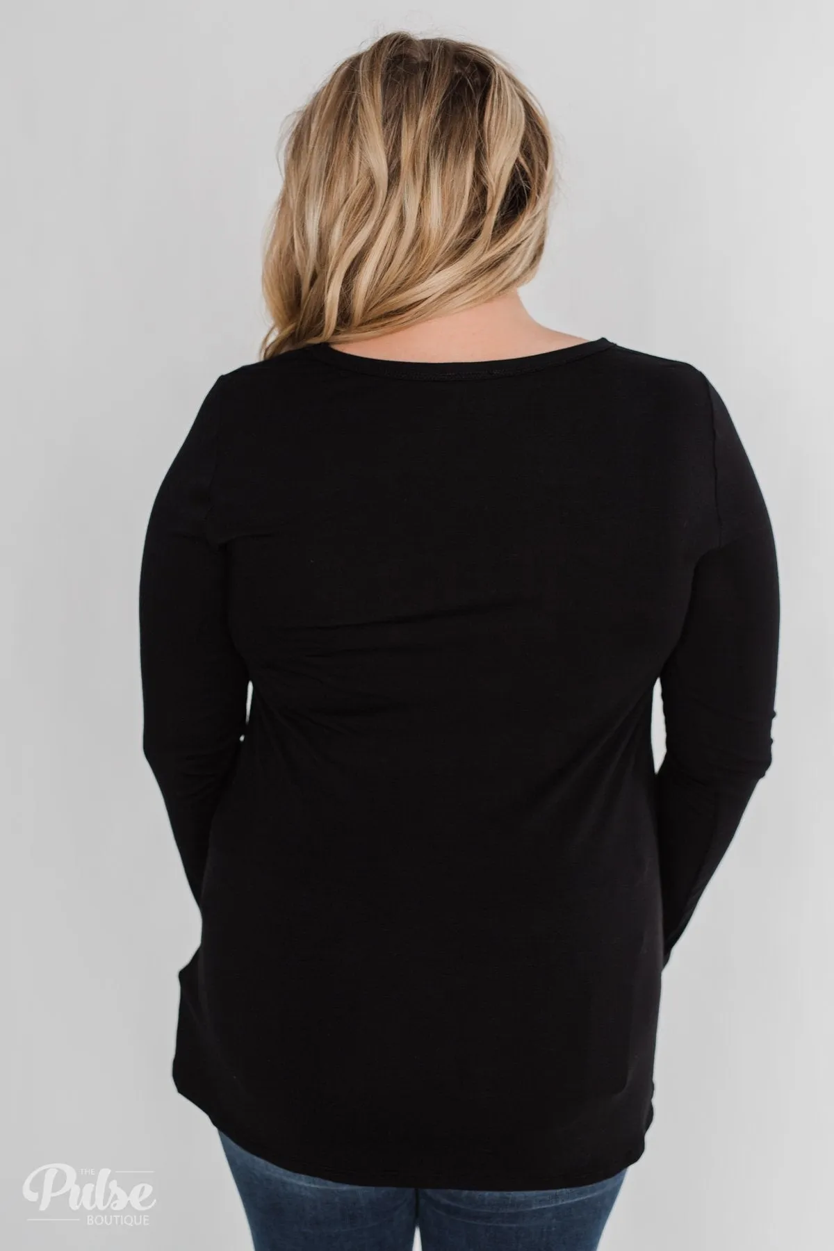 Heart of Sequins Long Sleeve Top- Black