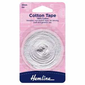 Hemline Cotton Tape - 20mm - White