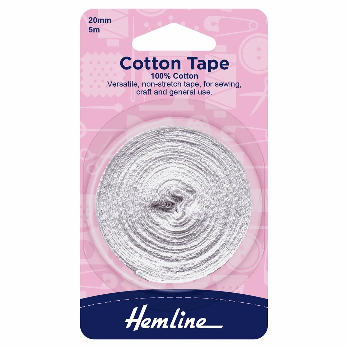 Hemline Cotton Tape - 20mm - White