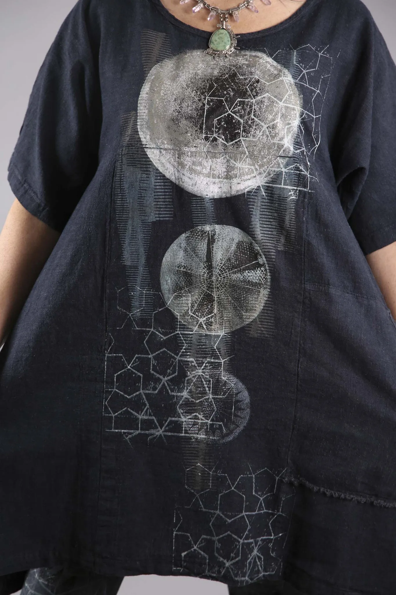 Hemp Denim Square Tunic Printed-7181A