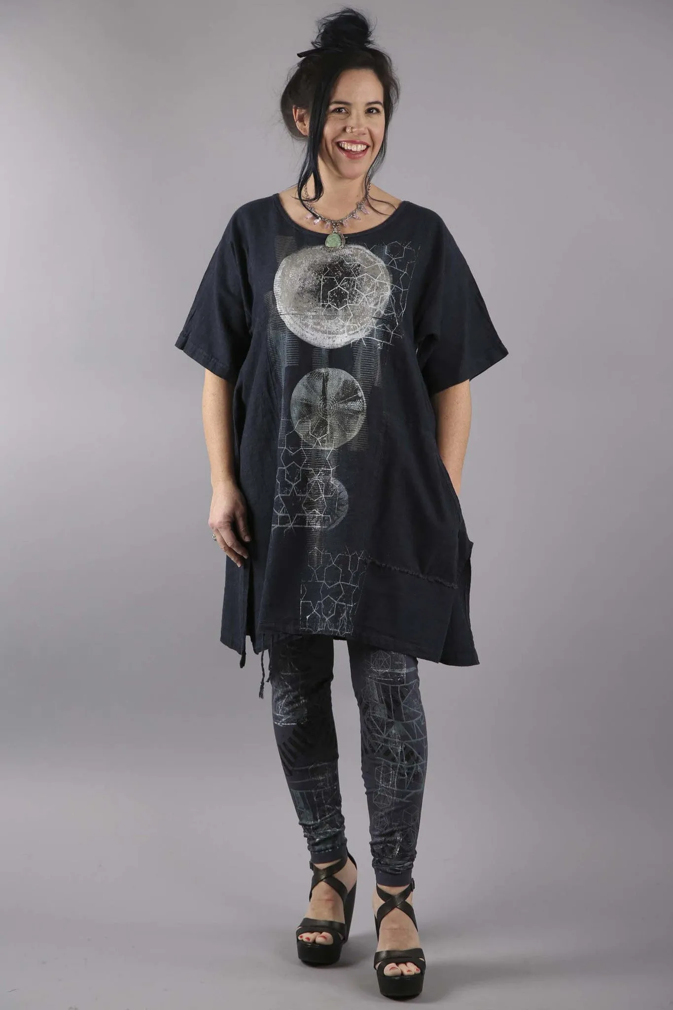 Hemp Denim Square Tunic Printed-7181A
