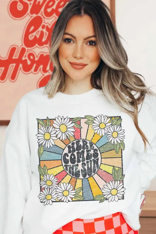 HERE COMES THE SUN RETRO GRAPHIC SWEATSHIRT