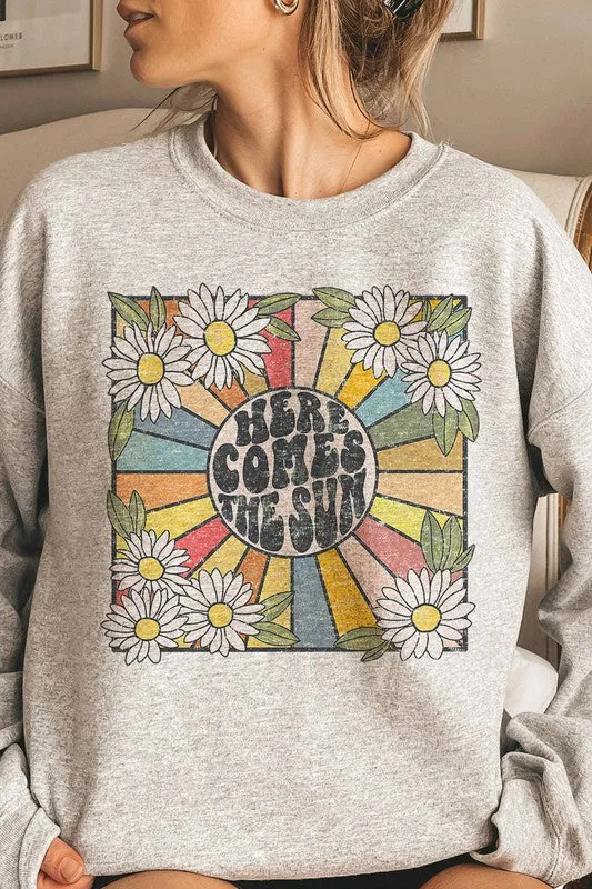 HERE COMES THE SUN RETRO GRAPHIC SWEATSHIRT