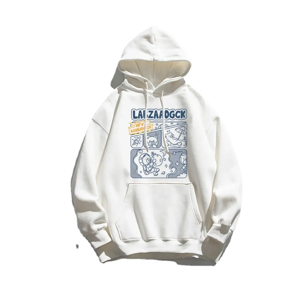 Hip Hop Letter Flocked Embroidered Hoodie