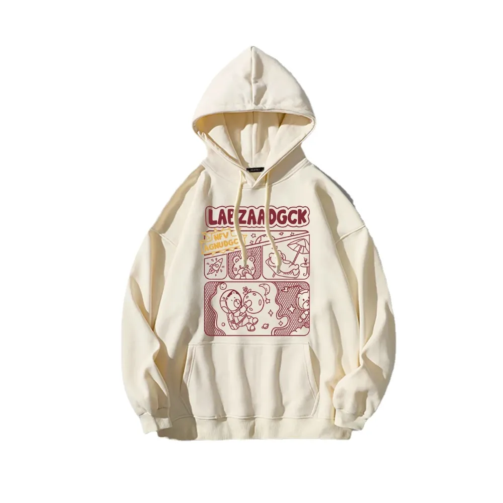 Hip Hop Letter Flocked Embroidered Hoodie