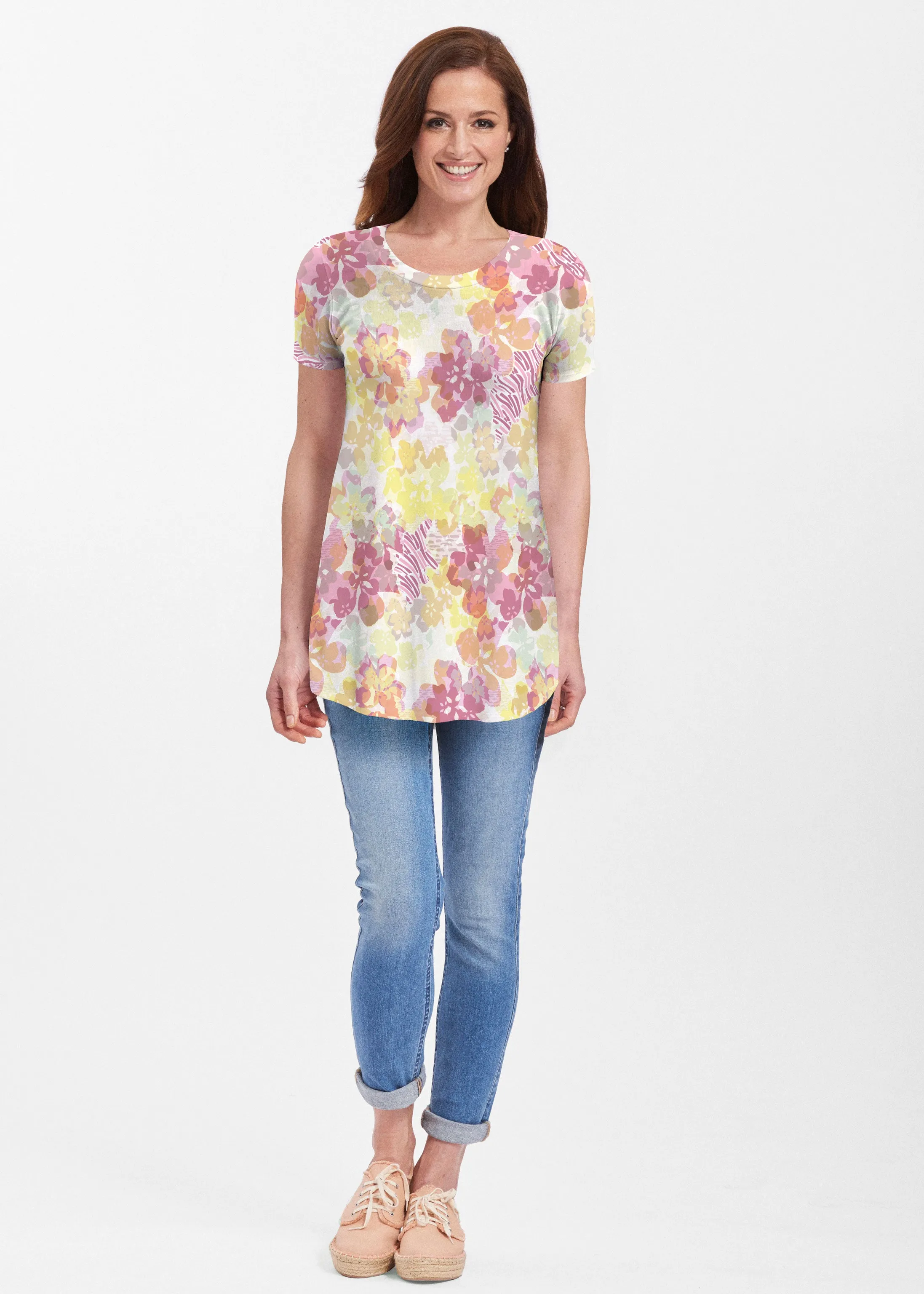 Hollyhocks (8070) ~ Short Sleeve Butterknit tunic