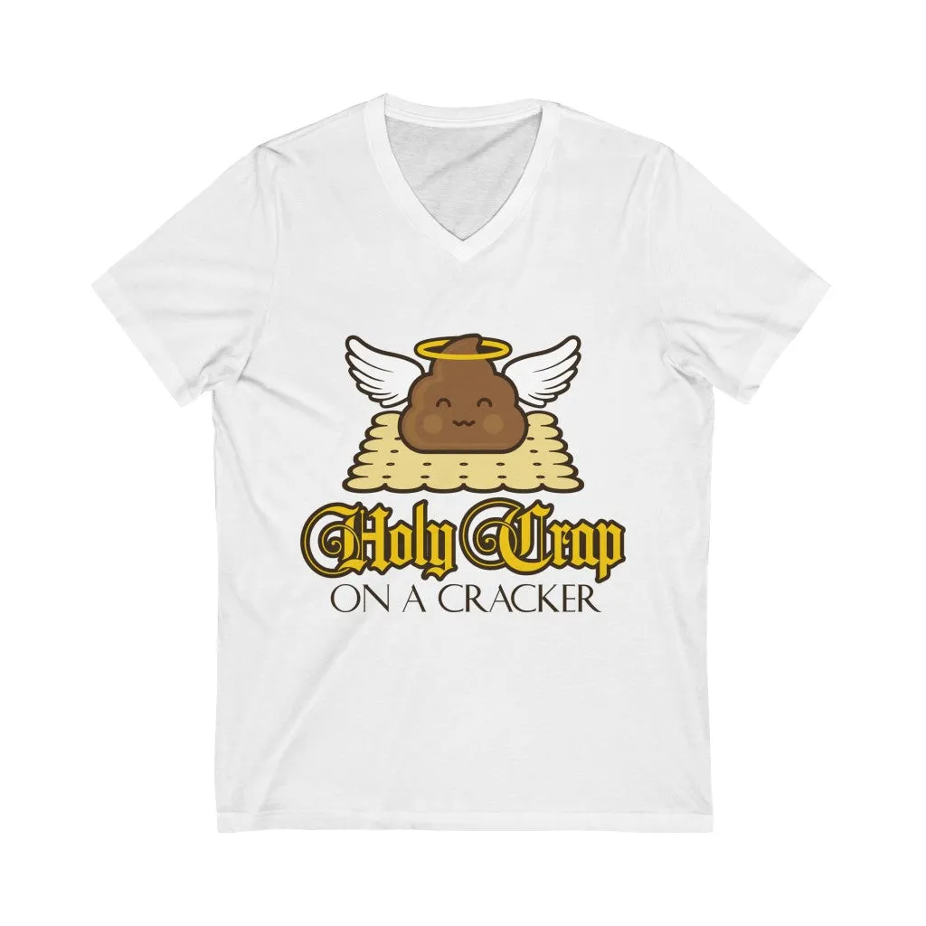 HOLY CRAP ON A CRACKER Jersey Short Sleeve V-Neck Tee