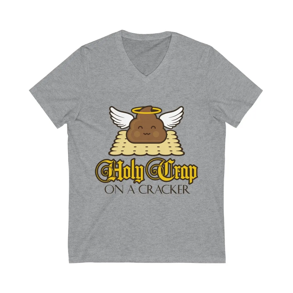 HOLY CRAP ON A CRACKER Jersey Short Sleeve V-Neck Tee