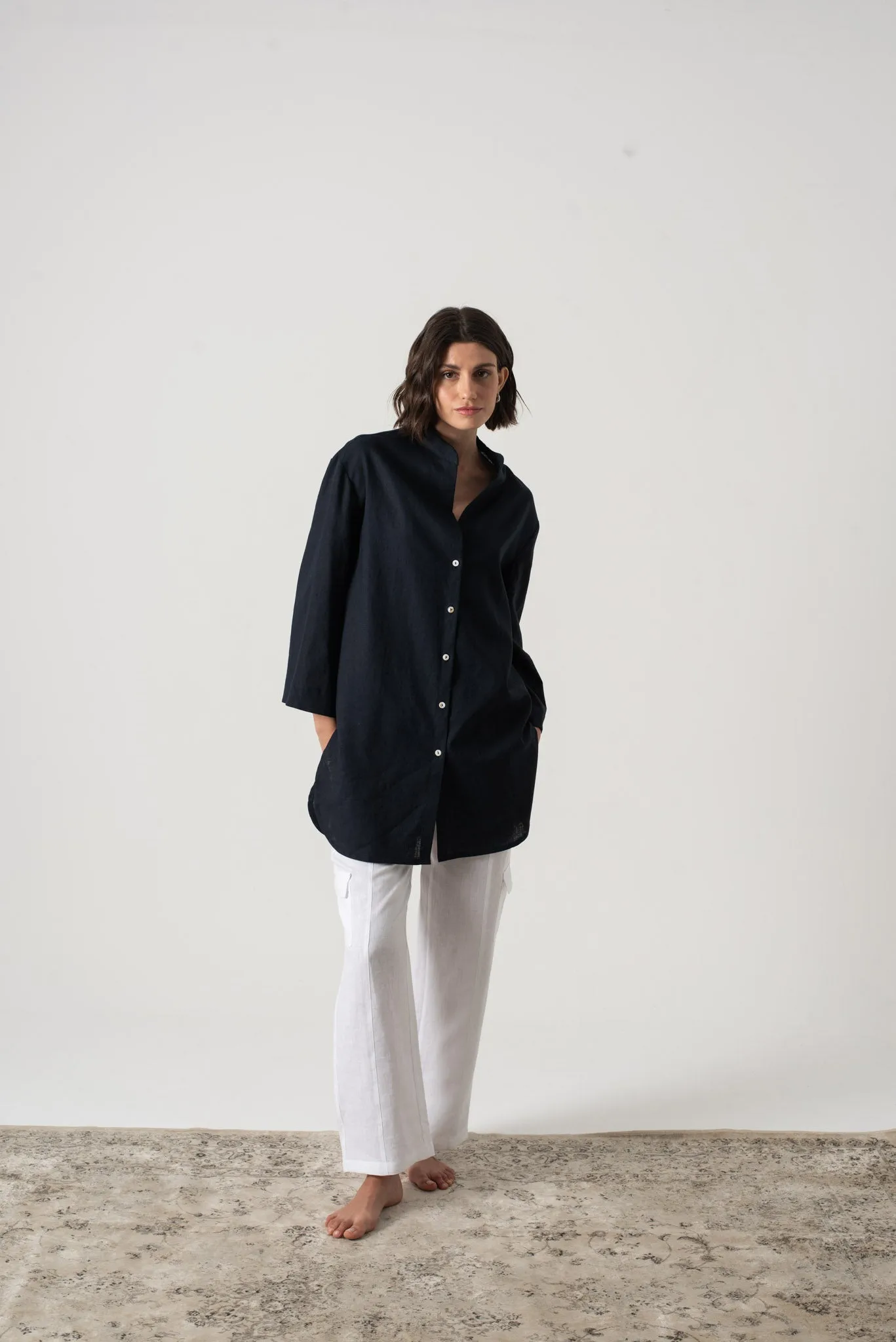 Hugo Tunic Button Shirt Navy