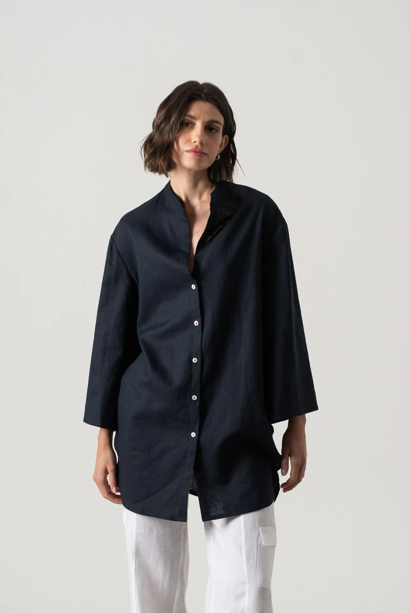 Hugo Tunic Button Shirt Navy