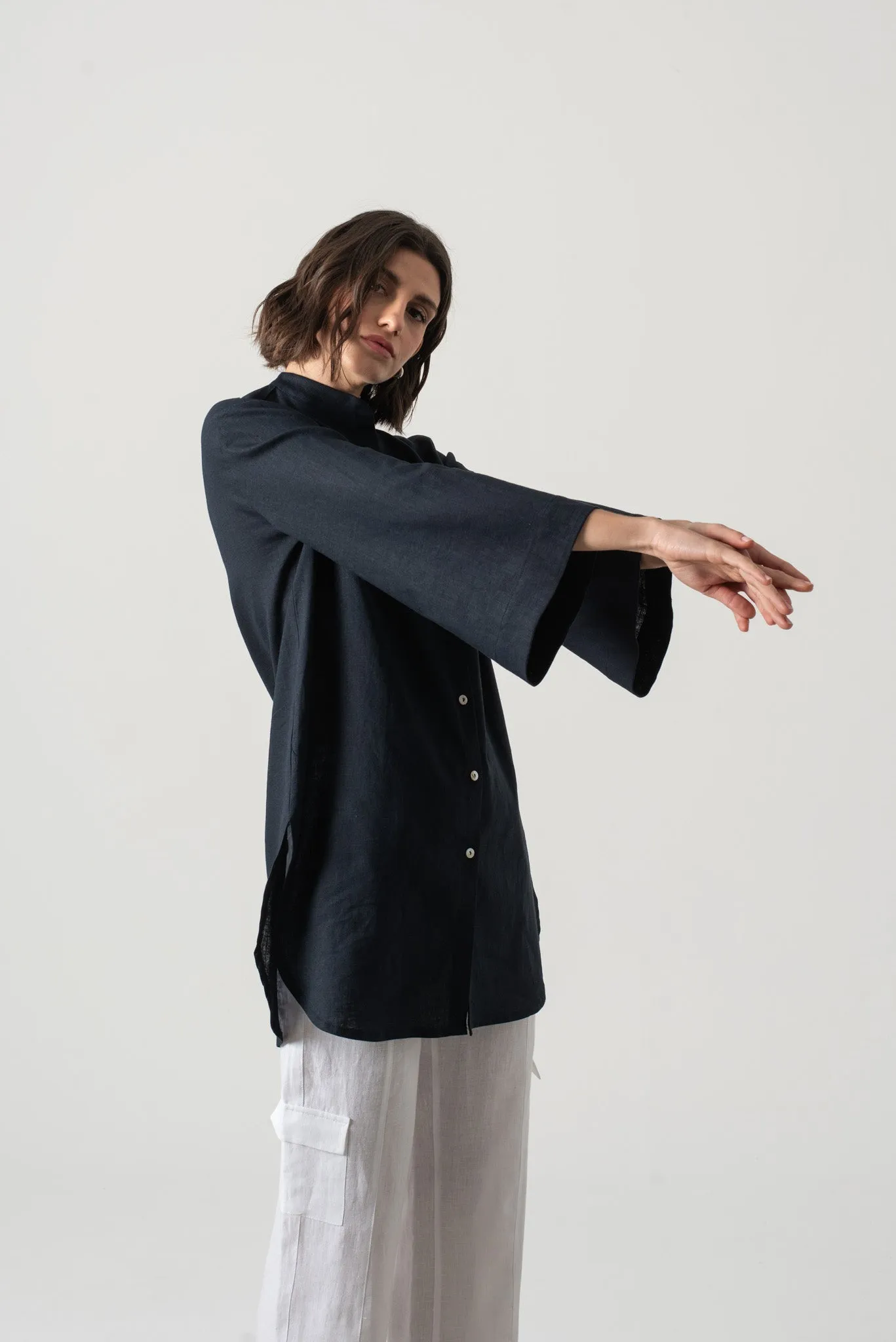 Hugo Tunic Button Shirt Navy