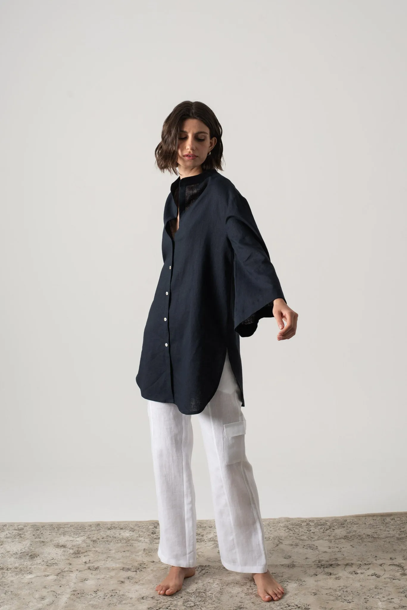 Hugo Tunic Button Shirt Navy