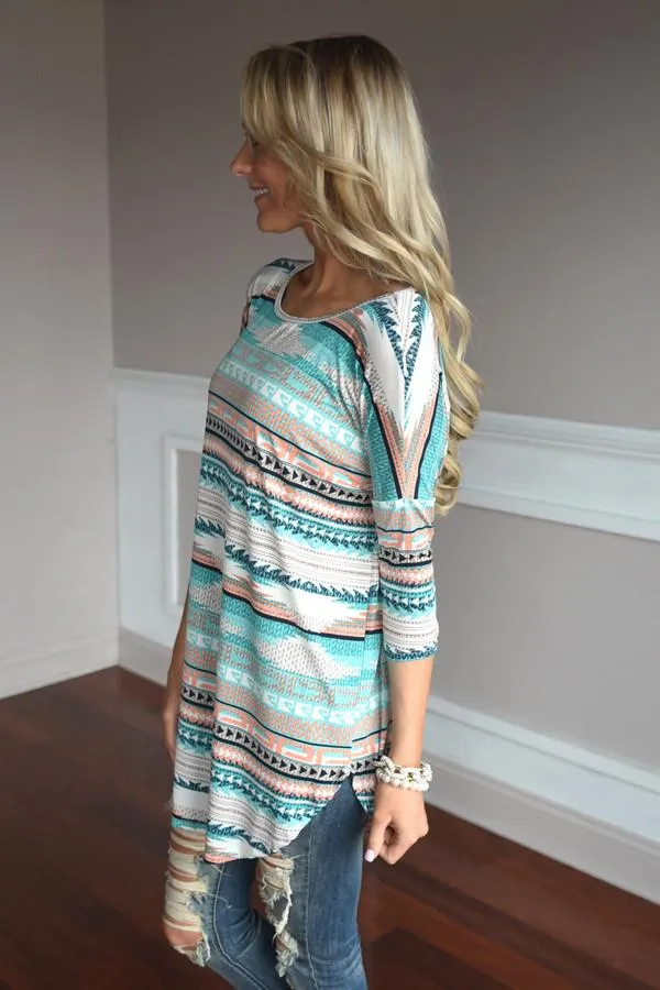 Humor Me Tunic Top ~ Turquoise